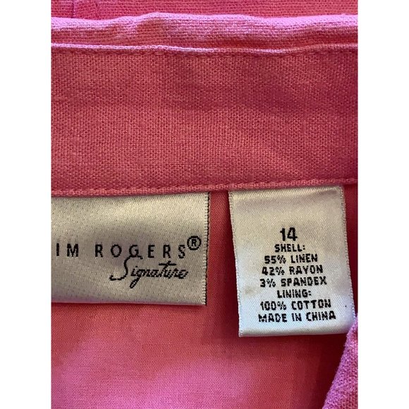 Pink Linen Blend Jacket Size 14 Barbiecore EUC career workwear office casual - Picture 5 of 10